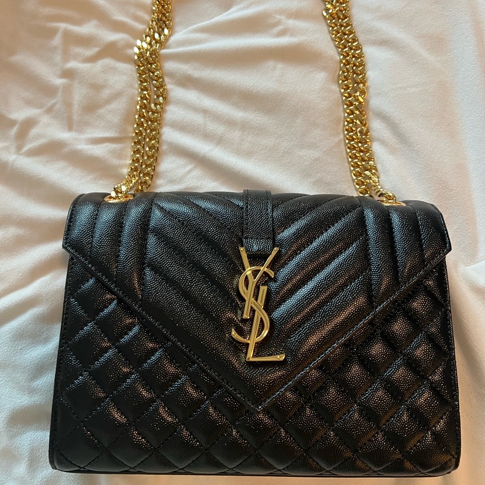 SAINT LAURENT Medium YSL Envelope Chain Shoulder Bag